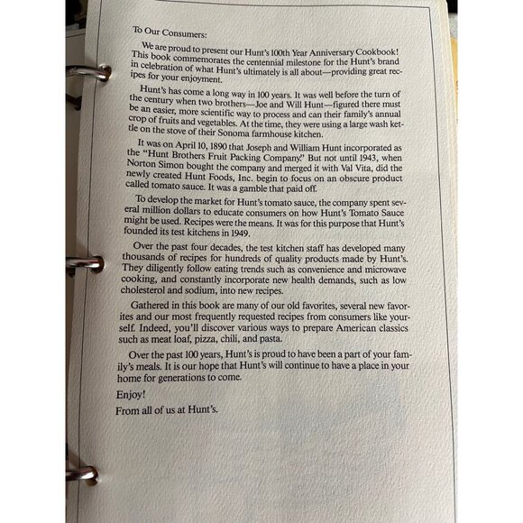 Vintage 90s Hunt's Tomato Paste 100th Year Anniversary Cookbook Recipe Collectio - Picture 3 of 12